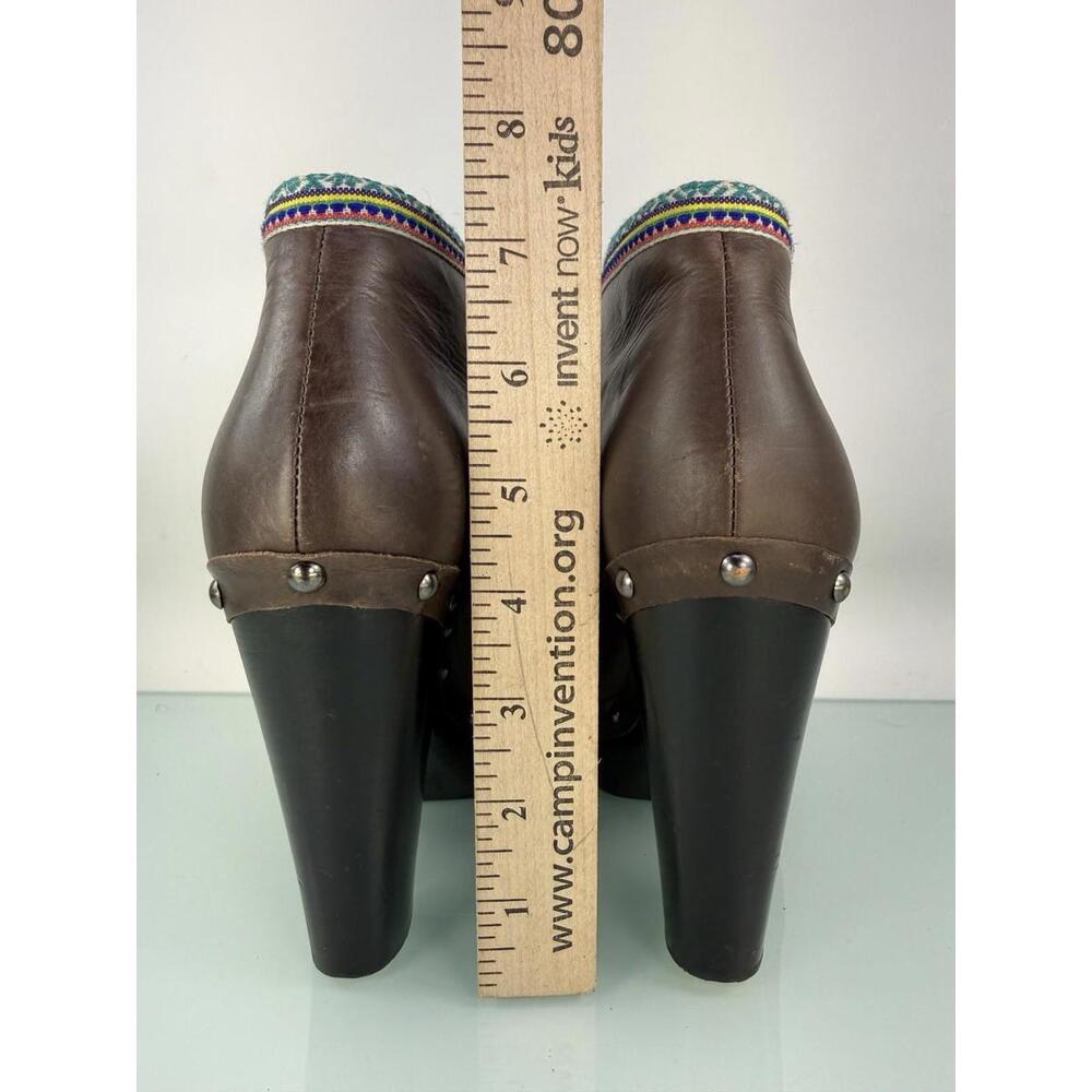 Sigerson Morrison Eskimo Brown Leather Fur Platform Heels Size 7 Boho Luxe Indie - Picture 6 of 9